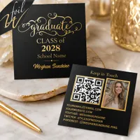 Gold Foil Graduation QR Code Calling Card