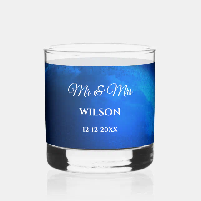 Celestial wedding Full Blue Moon & Stars Midnight Whiskey Glass