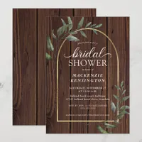Rustic Wood Eucalyptus Gold Arch Bridal Shower Invitation