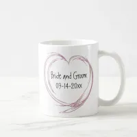 Pink Abstract Heart Wedding Coffee Mug