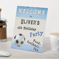 Football Soccer Ball Sport Birthday Party Welcome Pedestal Sign