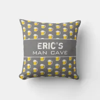 Grey White Man Cave Beer Drinker's Throw Pillow