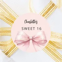 Bow pink Sweet 16 Classic Round Sticker