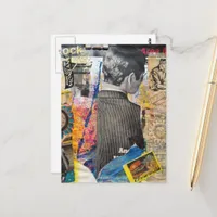 Retro men working Mixed media collage Postcard