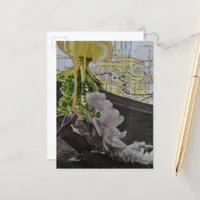 Leafy UFO Comes For Her Fashion Collage Postcard
