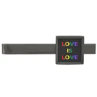 Love is Love LGBT Pride Gunmetal Finish Tie Bar