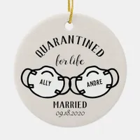 Quarantine Newlyweds Pandemic Face Mask Keepsake Ceramic Ornament