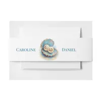 Beach Wedding Pearls Shell Elegant Ocean Theme  Invitation Belly Band