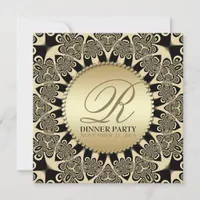 Tribal Sun Vintage Golden Dinner Party Invitations