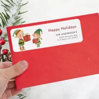 Happy Holidays Christmas Elfs Mischief Label