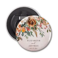Rustic Orange Floral Fall Wedding Bottle Opener