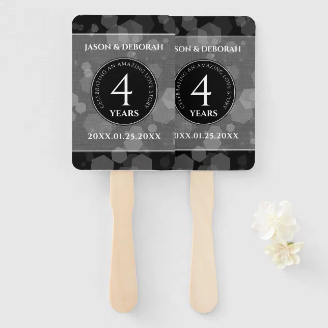 Elegant 4th Linen Wedding Anniversary Celebration Hand Fan