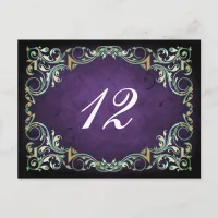 Rustic Regal Ornamental Purple And Gold Wedding Postcard