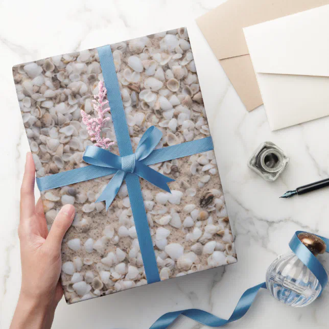 Beach Sand with Small Seashells Repeating Pattern Wrapping Paper