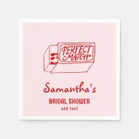 Perfect Match Hand Drawn Coquette Bridal Shower Napkins