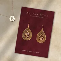 Elegant Burgundy Red Jewelry Earring Display Business Card