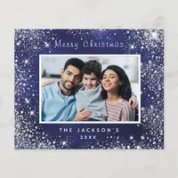 Budget Christmas photo blue glitter dust silver