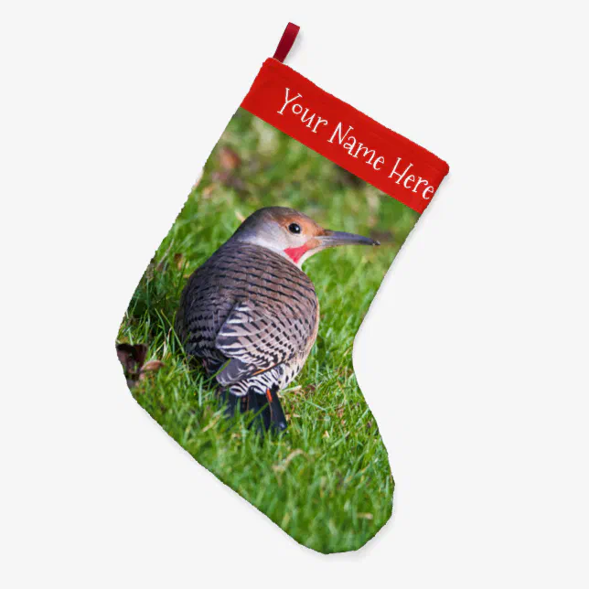 Stunning Red-Shafted Northern Flicker Woodpecker Large Christmas Stocking