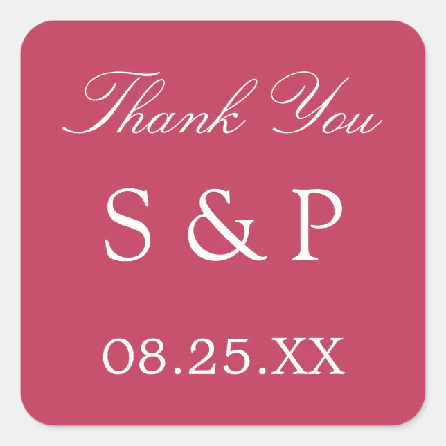 Carmine Magenta Wedding Favor Thank You Sticker