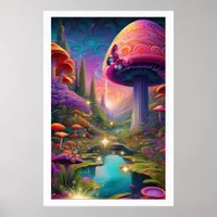  Title Enchanting Fantasy Landscape Mushroom Art  Poster