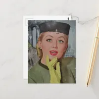 Beautiful Woman From 1950s era Collage Postcard