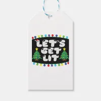 Let's Get Lit Christmas Tree Merry Funny Jokes Sat Gift Tags