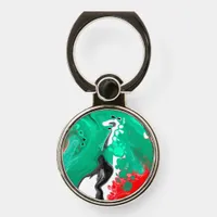 Red, Green, Black and White Marble Fluid Art    Phone Ring Stand