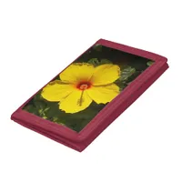 Yellow Hibiscus Flower Tri-fold Wallet