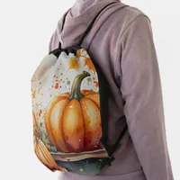 Pumpkin orange  drawstring bag