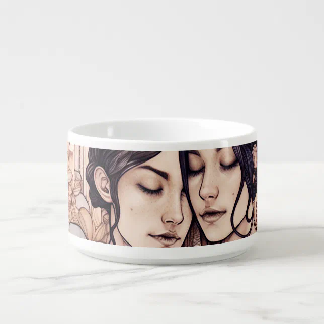 Miami Downtown Women Cuddling Lesbians Drawing Bowl