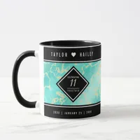 Elegant 11th Turquoise Wedding Anniversary Mug