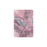 Rose Gold Agate Geode Chic Sparkle Monogram Passport Holder