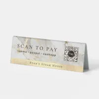 Elegant Agate White Marble Qr Code Scan To Pay Table Tent