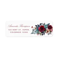 Boho chic burgundy and navy label