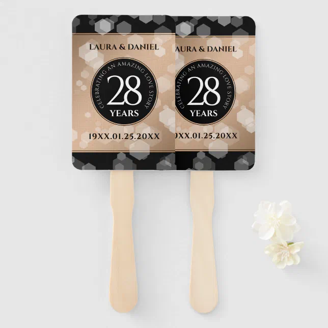 Elegant 28th Linen Wedding Anniversary Celebration Hand Fan