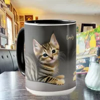 Cute fluffy tabby cat baby   mug