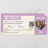 Lavender & Cream Boarding Pass Wedding Invitation