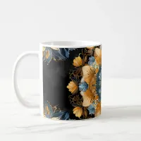 Mandala Gold & Silver Blue Leaf  Coffee Mug