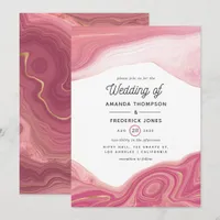 Rose Quartz and Blush Strata Agate Stone Wedding Invitation