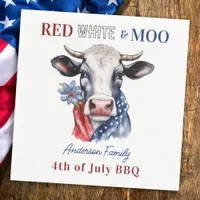 Red White Moo 4th Of July Patriotic Cow Napkins