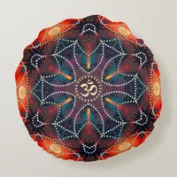 Geometric Celtic Energy Om Mandala Round Cushion