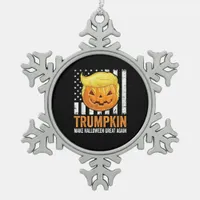 Make Halloween Great Again Trumpkin Funny Hair Pum Snowflake Pewter Christmas Ornament