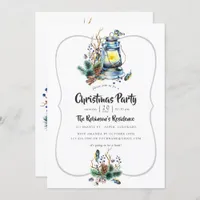 Watercolor Christmas Lantern Party Invitation