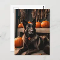 German Shepherd Halloween Postcard