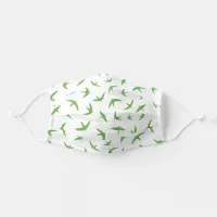 Summer Birds Green White Patterned Adult Cloth Face Mask