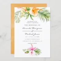Watercolor Tropical Floral Beach Wedding Invitation