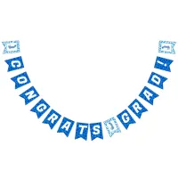 Congrats Grad! Graduation blue Leopard Bunting Flags