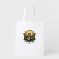 Cottagecore Frog Playing Banjo Goblincore Aestheti Grocery Bag