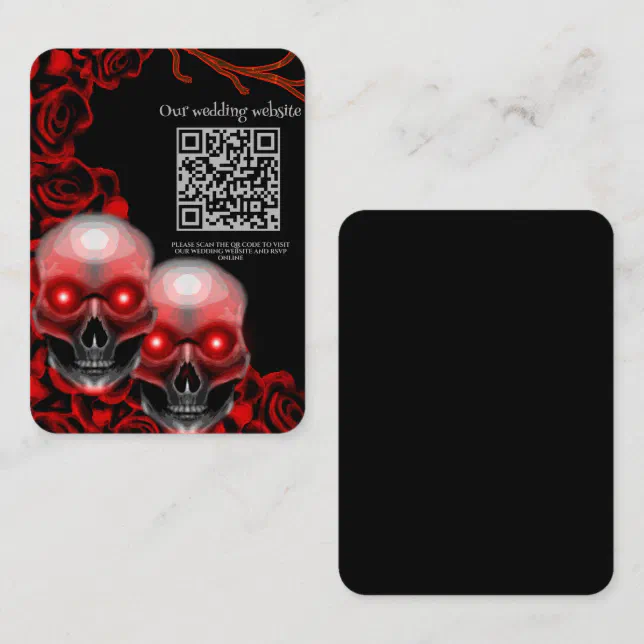 Red Scary floral dark moody gothic skull Halloween Enclosure Card