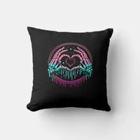 Heart Sign Skeleton Hand - Spooky Skeleton Hallowe Throw Pillow